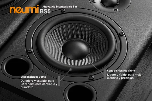 Vista 6 de NEUMITECH NEUMI BS5 - Altavoces pasivos para estantería, woofer de 5 pulgadas, tweeter de 1 pulgada, madera oscura, 1 par