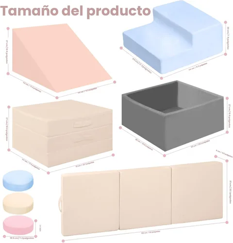 Vista 3 de CAMELUS Juguetes de escalada para niños de 1 año, bloques de espuma para bebés con gran pozo de bolas para niños pequeños, juego de 7 piezas