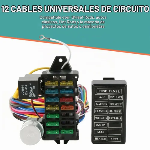 Vista 2 de Arnés universal de 12 cables de circuito apto para cables Muscle Car Hot Rod Street Rod XL