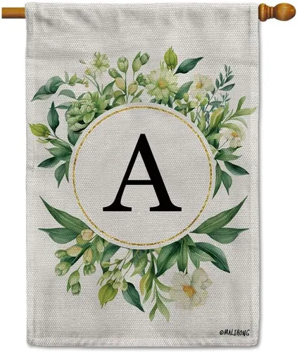 Vista 46 de Monogram Initial Letter P House Flag Flower Wreath Simple Style Letter Flag 28x40 Inch Vertical Double Sided for Outdoor Yard Decor