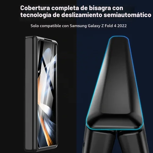Vista 4 de Funda para Samsung Z Fold 4: [Soporte oculto] [carga inalámbrica], carcasa delgada de protección de bisagra de cuerpo completo, protector de Negro