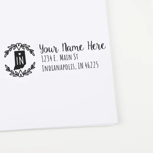 Vista 60 de State of Alabama Wreath Duo Hand Address Stamp - Personalized Rubber Stamp Montaje manual Duo
