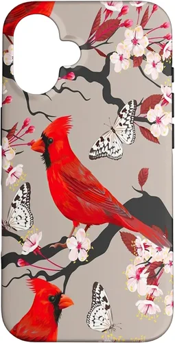 Vista 14 de Women Girls Cardinals Red with Floral Butterfly Case for iPhone 17