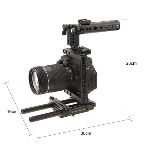 Vista 5 de CAMVATE Placa de montaje de trípode con mango superior para cámara compatible con Sony Panasonnic (negro) - 1136