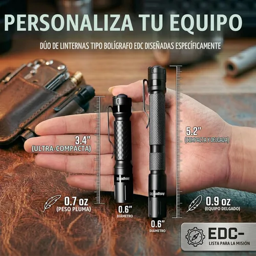 Vista 2 de Mini linterna 3 modos, linternas pequeñas LED potentes de altos lúmenes, luz táctica tipo bolígrafo con clip, antorcha compacta de bolsillo portátil