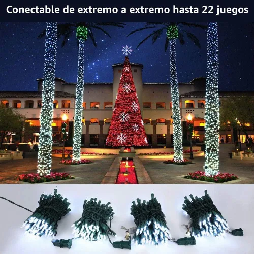 Vista 3 de Brizled Luces de Navidad, 33 pies, 100 LED Conectables de Extremo a Extremo, Mini Luces de Cadena de Navidad, 120V Certificadas UL, Blanco Frío, Luz