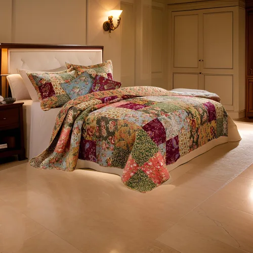 Vista 6 de Benjara Kamet - Juego de edredón de 5 piezas de tela tamaño Queen con estampados florales, multicolor