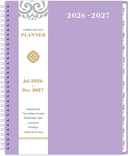 Vista 9 de Agenda mensual 2026 - Agenda 2026, agenda de enero 2026 a diciembre 2026, calendario mensual de 12 meses con pestañas y bolsillo, etiquetas