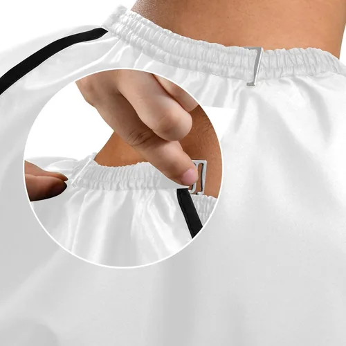 Vista 4 de ALAZA Capa de peluquería profesional de 55 x 65 pulgadas, diseño de cruz cristiana de Jesús impermeable, con cierre a presión, para hombres y mujeres