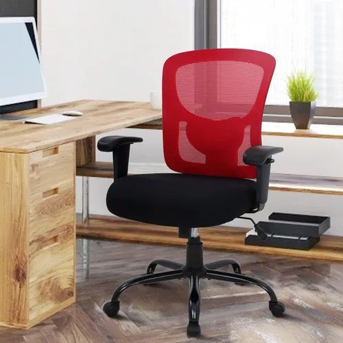 Vista 8 de Silla de oficina grande y alta, silla de computadora resistente de 400 libras con soporte lumbar, sillas ergonómicas de malla giratoria de respaldo