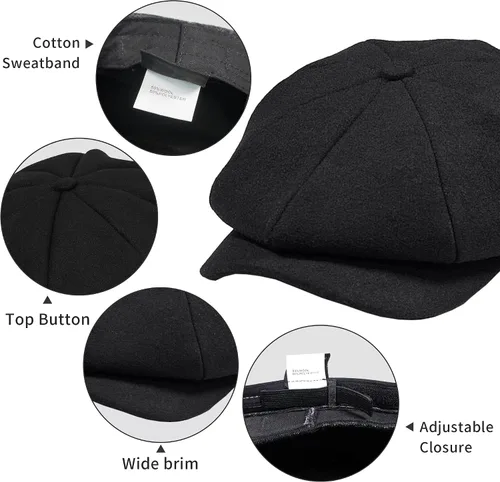 Vista 3 de POUDAY Gorra de Newsboy para hombres y niños, gorra irlandesa de Boston, gorra de taxista para hombre, gorra plana de verano