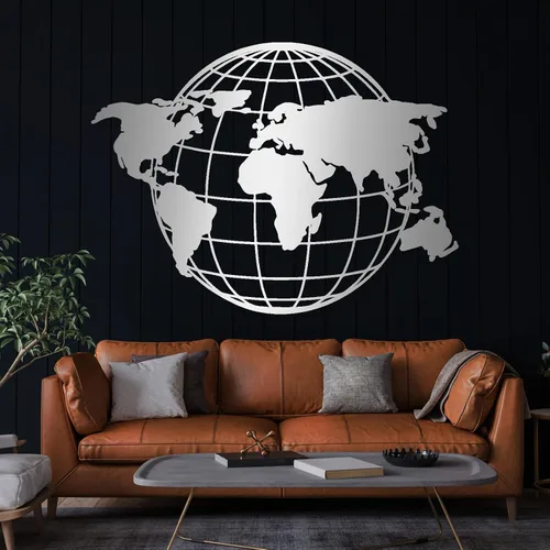 Vista 7 de Arte de pared de mapa del mundo metálico, mapa global del mundo, continentes de mapa del mundo de metal, arte de pared de tierra, arte de pared