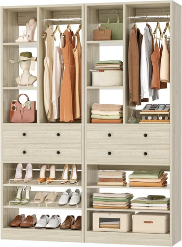 Vista 13 de Besiost Sistema de Armario Pequeño, Sistema Organizador de Armario de Madera de 28"/2.3 Pies con Cajones y Estantes, Sistemas de Armario Walk-in