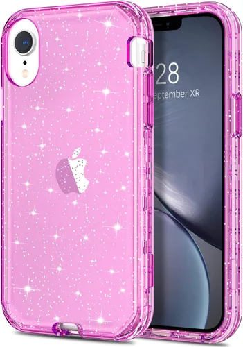 Vista 14 de Hython Compatible con Funda para iPhone XR, Protector Defensor de Cuerpo Completo de Servicio Pesado con Purpurina Brillante Reluciente, Carcasa