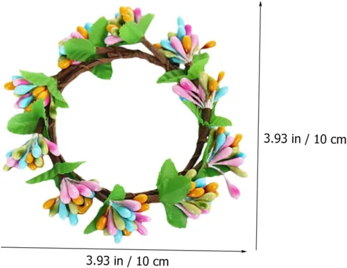 Vista 9 de KOMBIUDA 4 coronas de velas de Pascua para decoración de mesa, portavelas de bayas de primavera, encantadores adornos florales para fiestas