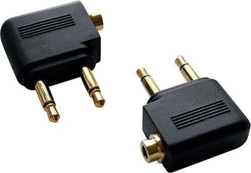 Vista 5 de Posdou Adaptador doble de auriculares de avión macho a 0.138 in hembra chapado en oro (paquete de 2)
