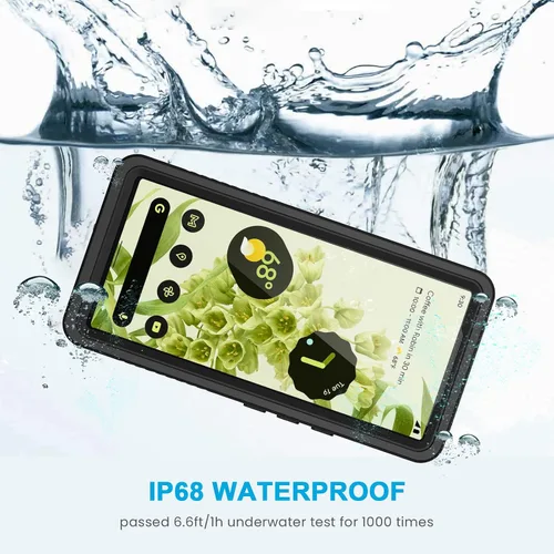 Vista 3 de Lanhiem Funda para Google Pixel 6, impermeable IP68 a prueba de polvo con protector de pantalla integrado, funda protectora de cuerpo completo
