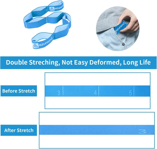 Vista 4 de A AZURELIFE Elastic Yoga Stretching Strap, Multi-Loop Stretch Strap for Physical Therapy, Pilates, Yoga, Dance & Gymnastics Exercise and Flexible
