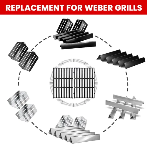 Vista 9 de GasSaf Deflector de calor para parrillas Weber Genesis 7622, placas de calor para parrillas Genesis 300, E/S-310, E/S-320, E/S-330, paquete de 2
