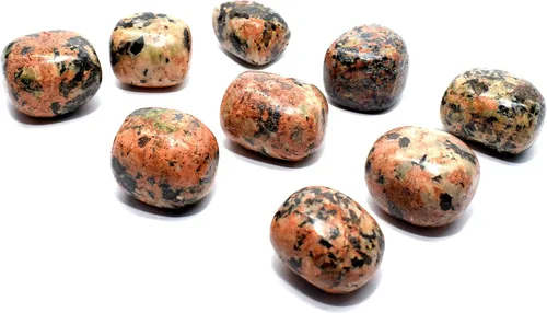 Vista 4 de HQRP Ortopoclasa naranja con inclusiones de turmalina negra, piedras pulidas, piedras preciosas de feldespato natural, piedras preciosas de cristal