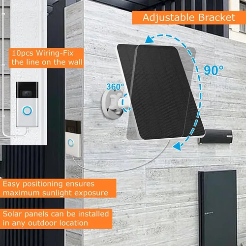Vista 4 de Panel solar de 6 W para timbre de timbre, cargador solar para timbre de video en anillo (2ª generación 2020), timbre de video 3/3 Plus/4, timbre