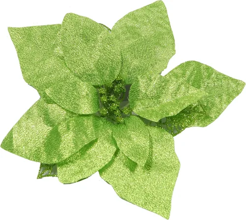 Vista 25 de YYCRAFT 12 flores artificiales de seda brillante con purpurina para decoración de árbol de Navidad (plata, 8 pulgadas)