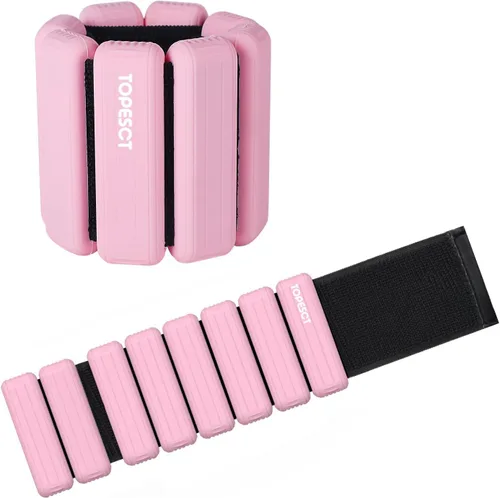 Vista 9 de TOPESCT Juego de 2 pesas ajustables para muñeca y tobillo (1 libra cada una), para yoga, danza, barras, pilates, cardio, aeróbicos, caminar Verde