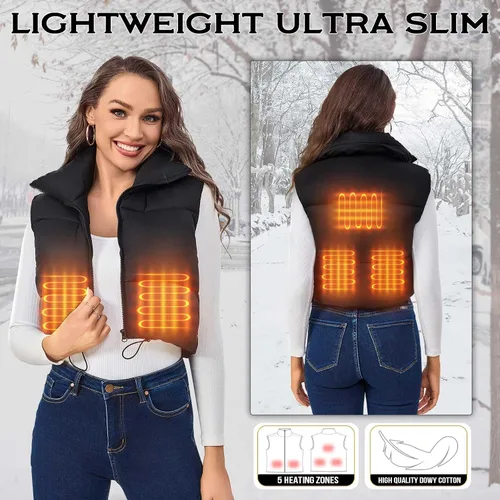 Vista 5 de Chaleco térmico para mujer, chaleco ligero de invierno sin mangas para mujer, chaleco de calefacción, 5 piezas de chaleco de calefacción, 3