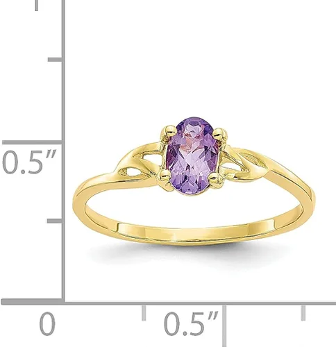 Vista 5 de Anillo de oro amarillo de 10 quilates con piedra natal de amatista morada tamaño 700 de piedra de febrero joyería fina para mujeres regalos