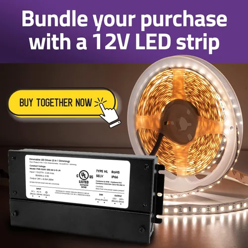 Vista 8 de HitLights Controlador LED regulable de 200 W, transformador electrónico, fuente de alimentación de 120 V CA a 12 V CC para tira de luz LED