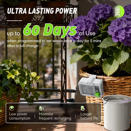 Vista 7 de RAINPOINT Regadera automática para plantas de interior de gran pantalla para maceta, ciclo y modo de remojo, sistema de riego por goteo automático