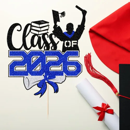 Vista 8 de Gold Class of 2025 - Decoración para tartas de graduación con purpurina para la clase de 2025, suministros de fiesta de graduación – Graduados