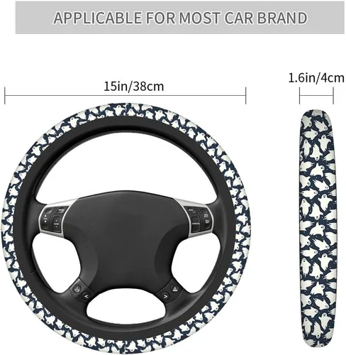 Vista 3 de Swono Fundas de volante de neopreno antideslizantes con diseño de fantasmas lindos y divertidos fantasmas bailarines de Halloween, agarre cómodo