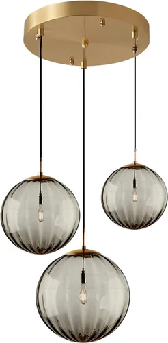 Vista 8 de KCO Iluminación Moderna de Mediados de Siglo Lámpara Colgante de Globo de 3 Luces Lámpara Colgante de Latón Dorado Lámpara Colgante de Luz Múltiple