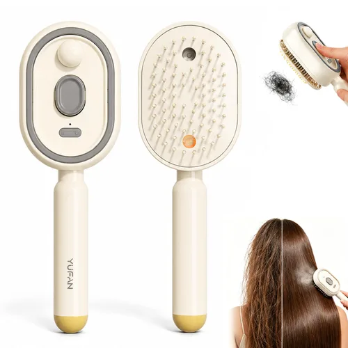Vista 8 de Cepillo de vapor eléctrico para cabello, peine eléctrico con cojín de aire para mujeres, cepillo alisador de cabello recargable, mejora el Púrpura