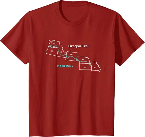 Vista 40 de Route Map of The Oregon National Historic Trail T-Shirt Asphalt Grey