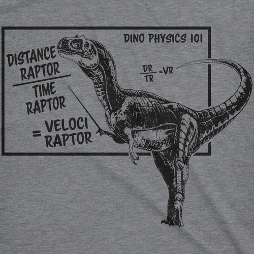 Vista 2 de Crazy Dog T-Shirts Camiseta Velociraptor para hombre, divertida broma de física Raptor, dinosaurio, novedad, Gris jaspeado oscuro
