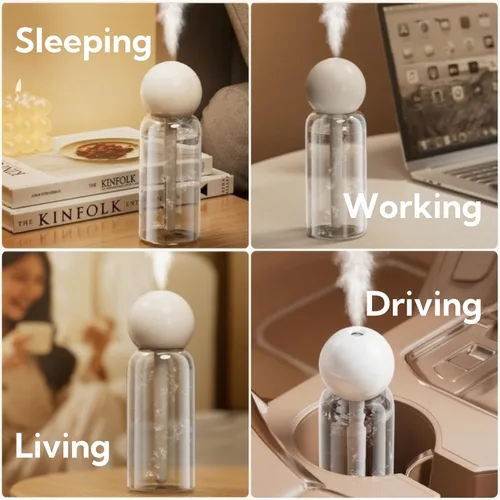 Vista 6 de Humidificador portátil pequeño con boquilla doble, humidificadores grandes de niebla fría, puertos de pulverización dobles, protección contra