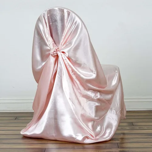 Vista 18 de Efavormart.com - Fundas para sillas beige de 1 pieza, satinadas, con lazo, universales, para banquetes, bodas, plegables, para sillas de comedor