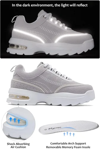 Vista 2 de Vepose 8019 - Tenis de moda para mujer, con amortiguación de aire, con cordones, para correr, de espuma viscoelástica, para caminar