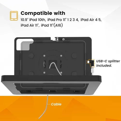 Vista 5 de Soporte de pared para tablet compatible con iPad 10.9", Pro 11", 1, 2, 3, 4, Air 4, 5, Air 11" (M2/M3/M4), iPad de 11" (A16) - BSW101BA