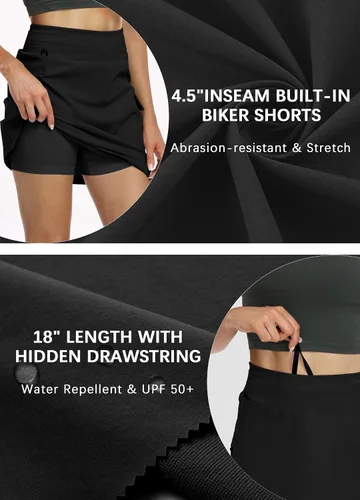 Vista 3 de Hiverlay Women's Skorts Skirts Hiking Cargo Skirt with Biker Shorts Zip Pockets Outdoor Hiking Athletic Tennis
