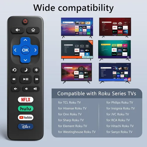 Vista 2 de (Pack of 4) for Roku-TV-Remote-Control-Replacement, Universal Remote for TCL/Onn/Hisense/Sharp/Philips Roku Smart TVs