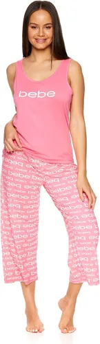 Vista 4 de bebe Conjunto de pijama para mujer, camiseta de manga corta y pijama capri para descansar
