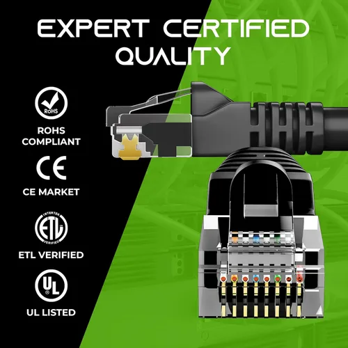 Vista 5 de GearIT Paquete de 20 cables de conexión Ethernet Cat5e de 1 pie - Cable de red LAN RJ45 sin enganches, color negro