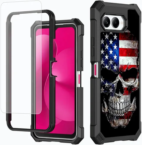 Vista 75 de Funda para T-Mobile Revvl 7 de 6.6 pulgadas con protector de pantalla, policarbonato duro de doble capa resistente y TPU suave a prueba de golpes