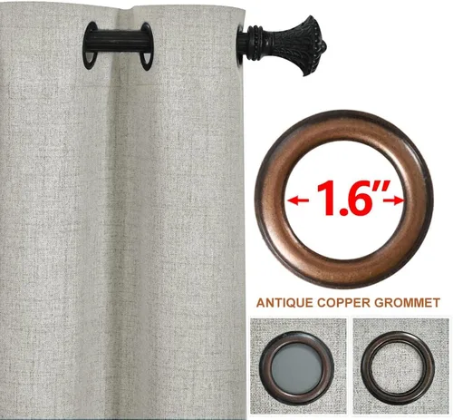 Vista 3 de Cortinas opacas con aspecto de lino de 84 pulgadas de largo, 100% absolutamente opacas, con aislamiento térmico, ahorro de energía, con textura, 2