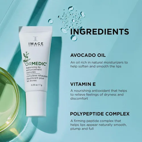 Vista 6 de IMAGE Skincare Ormedic Complejo para realzar los labios con pH equilibrado con aceite de aguacate y vitamina E para una hidratación profunda