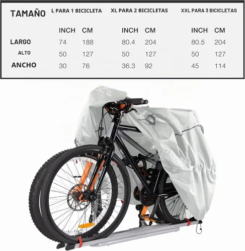 Vista 6 de Funda para bicicleta 300D Parent (Gris, XXL - 3 Bicicletas)