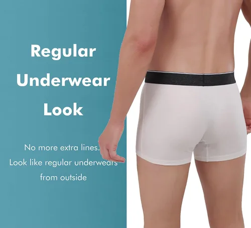 Vista 6 de AIRCUTE Ropa interior para hombre con incontinencia orina, apertura frontal, absorbente, a prueba de fugas, para goteo de fugas (S, negro)